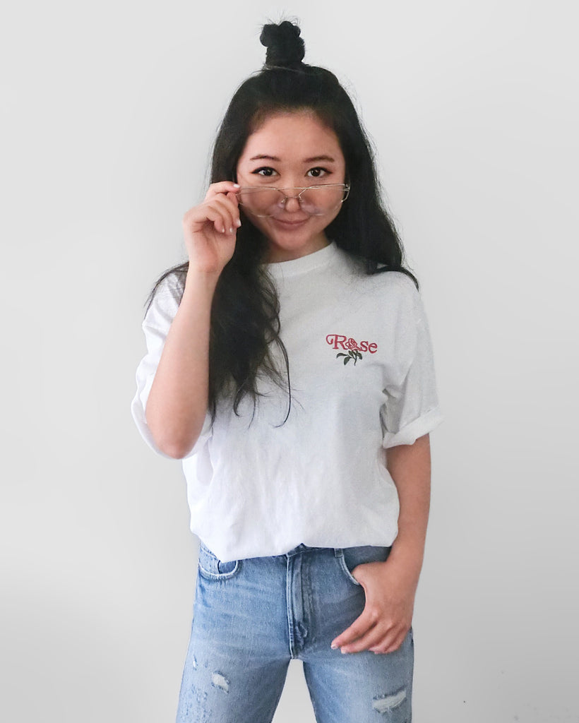 Embroidered Rose T-Shirt - White | STYLEITNRY