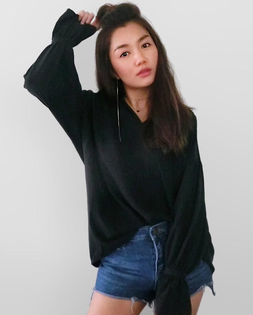 Back Buckle Blouse - Black | STYLEITNRY